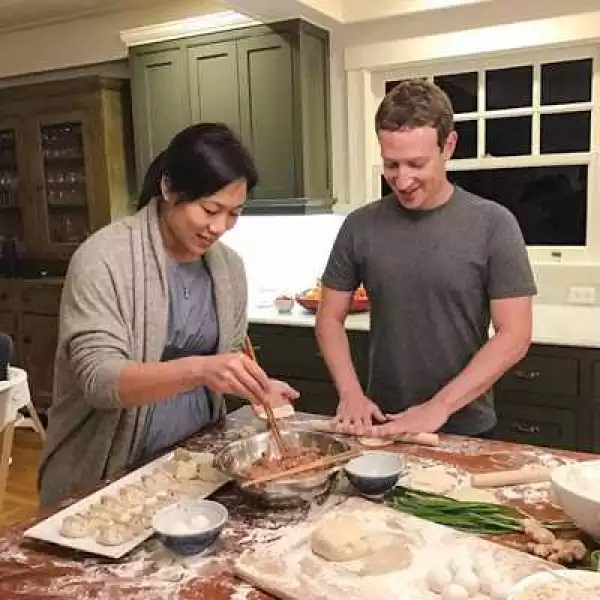Beautiful photo of Mark Zuckerberg and wife in the kitchen